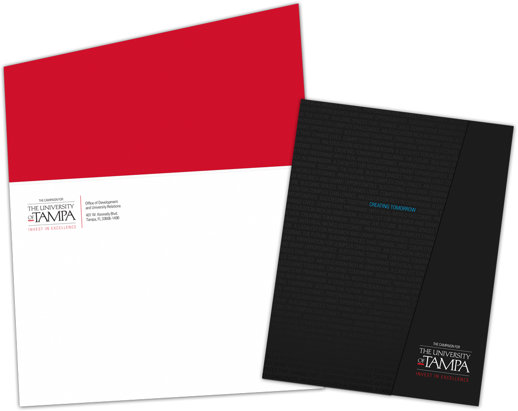 solicitation folder and mailing envelope University of Tampa Capital Campaign solicitation folder and mailing envelope
